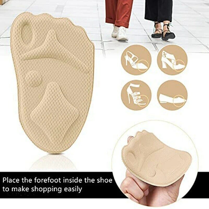 NEW-2 Pairs Of 4D Sponge Forefoot Pads Invisible Breathable Non-Slip Half-Yard Pad Coding Sponge Pad Anti-Pain Foot Pad