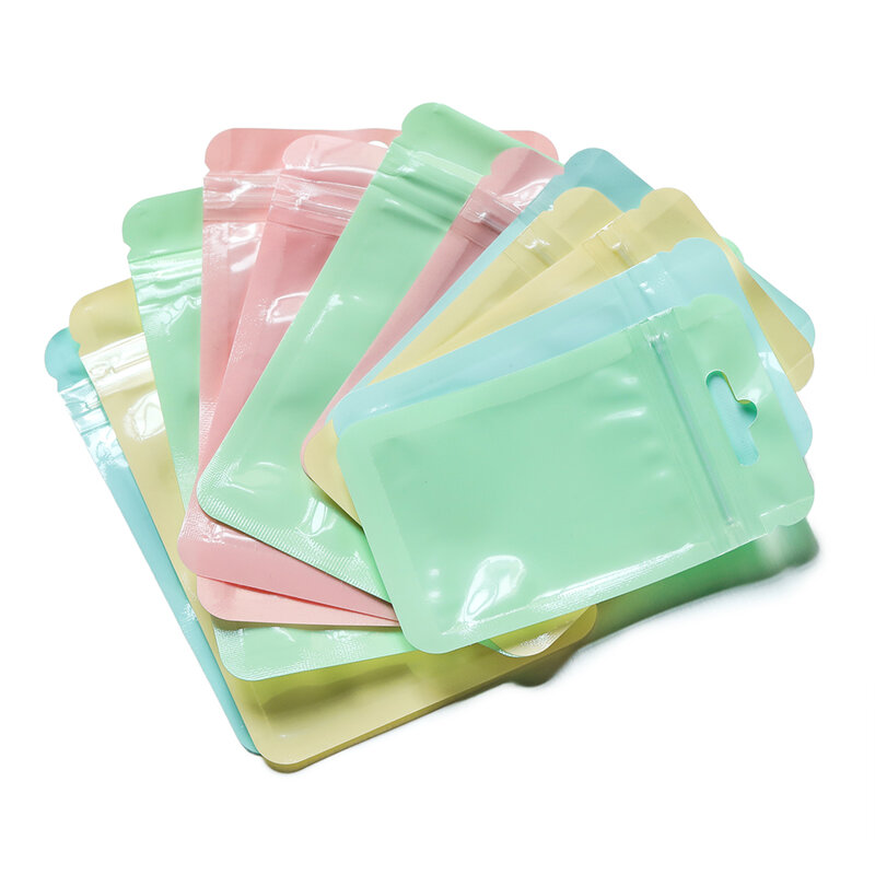 Iridescente Self Sealing Bags, Embalagem De Plástico Bolsa, Jóias Retail Storage Pouch, Gift Zip Lock Bag, Macaron Color, 20 Pcs, 50Pcs