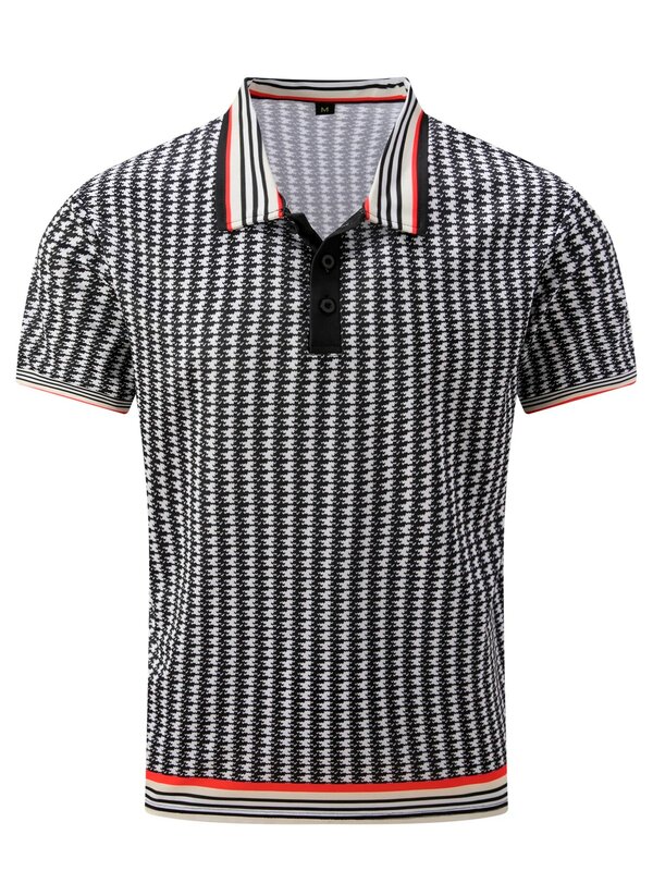 Men's trendy summer street T-shirt Top Business Casual Polo Summer lapel Polo short sleeve