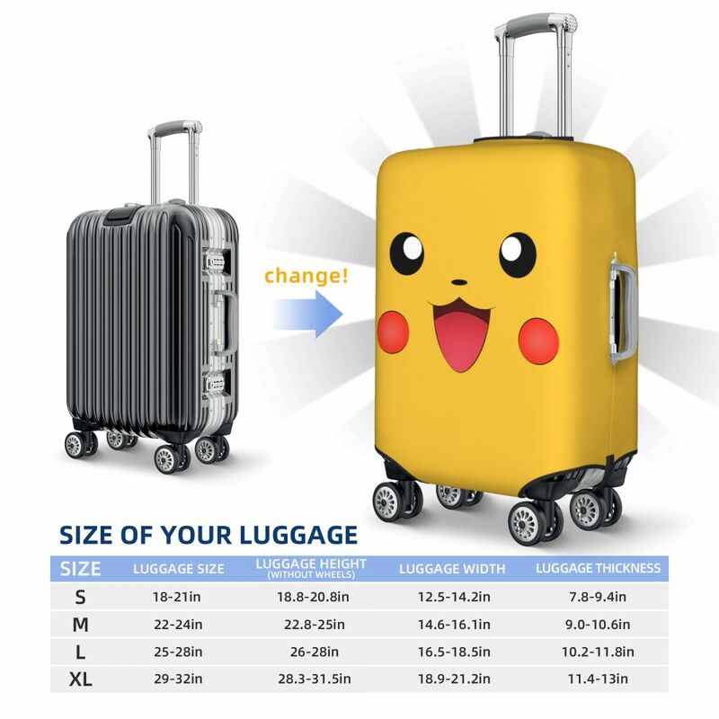 Sarung koper kustom Pokemon Pikachu, penutup pelindung koper lucu cocok untuk 18-32 inci