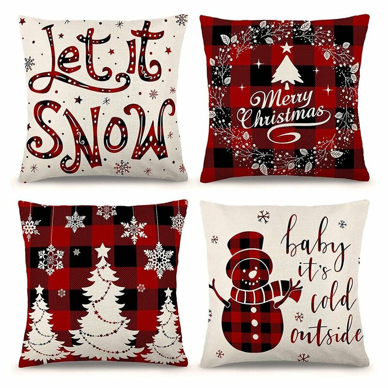 Hot 45x45cm 2022 New Year Merry Christmas Pillow Case Decorations for Home Xmas Cushion Cover Christmas Ornament Pillowcase