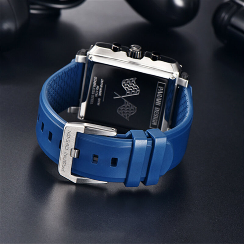 Pagani design marca esportes relógio de pulso de quartzo masculino 42mm oco safira 50m cronógrafo à prova dwaterproof água relogio masculino