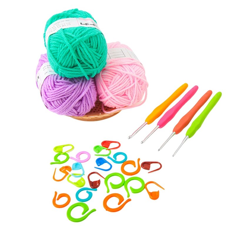 Set paket bahan Crochet lengkap, Kit bahan Crochet rajut tangan DIY untuk pemula paket bahan DIY rajutan tangan