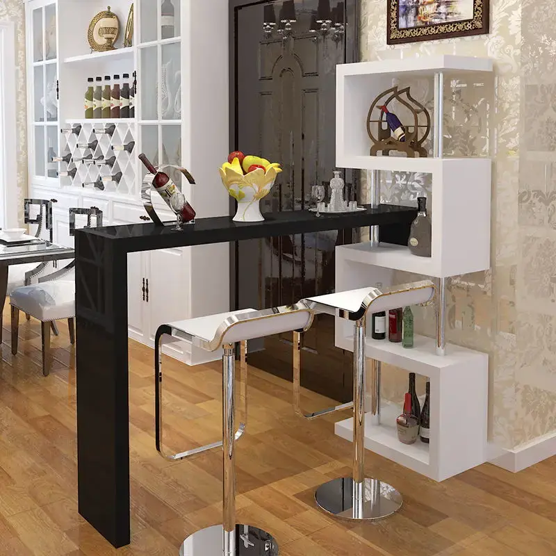 현대적인 디자인의 흰색 북유럽 바 테이블, 모던 홈 바 테이블, 흰색 미니멀리스트 디자인, 가구 장식