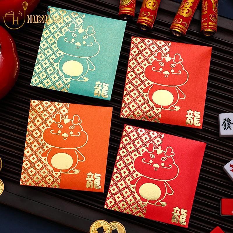 6 шт. китайский новогодний счастливый красный конверт с драконом 2024 подарки карман для денег красный пакет Новогодние товары