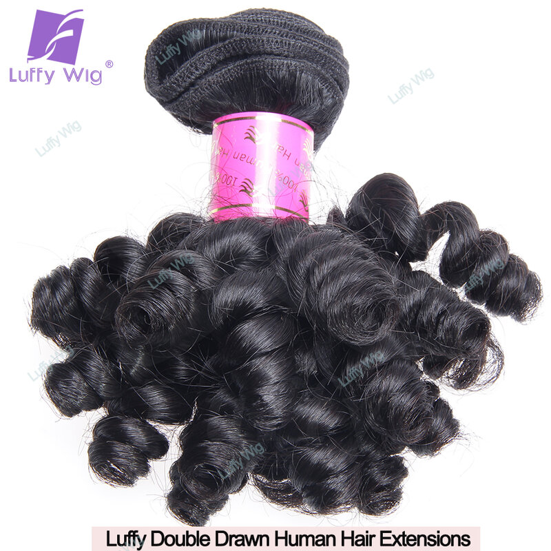 Funmi Curly Human Hair Double Dawn Bundles Bouncy Nigeria Curl Real Brazilian Remy Human Hair Extensions For Black Women Luffy