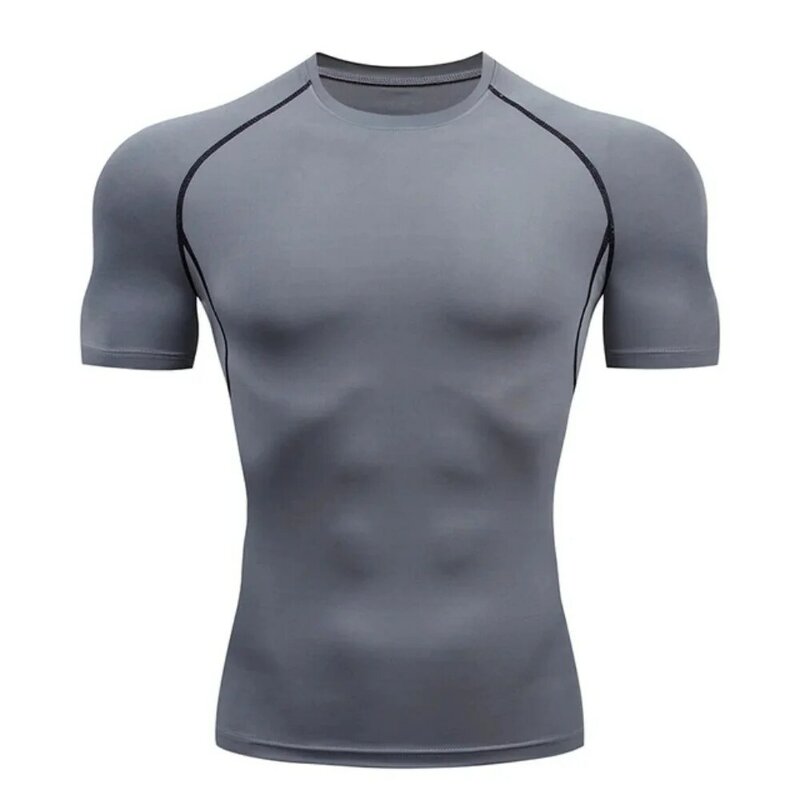Camiseta ajustada de manga corta para hombre, camisa deportiva para gimnasio, Fitness, correr lento, verano, 2024