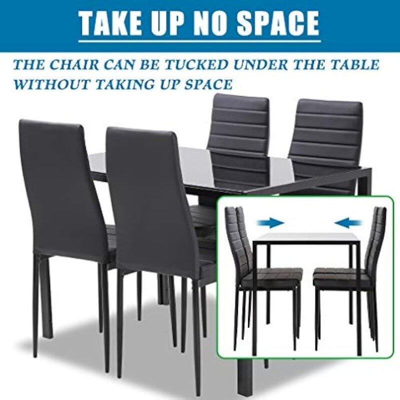 Juego de mesa de comedor de cristal para espacios pequeños, mesa de cocina y sillas para 4 personas, muebles para el hogar