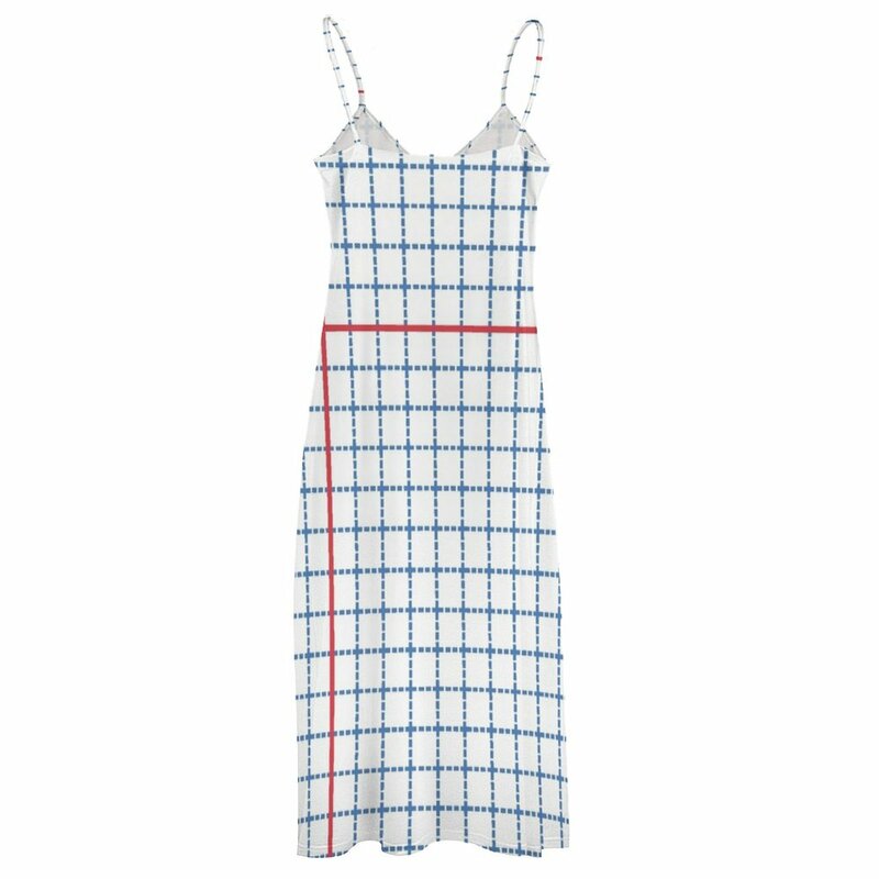 Dotted Grid With Red Sleeveless Dress womens dress sexy dress dresses for woman
