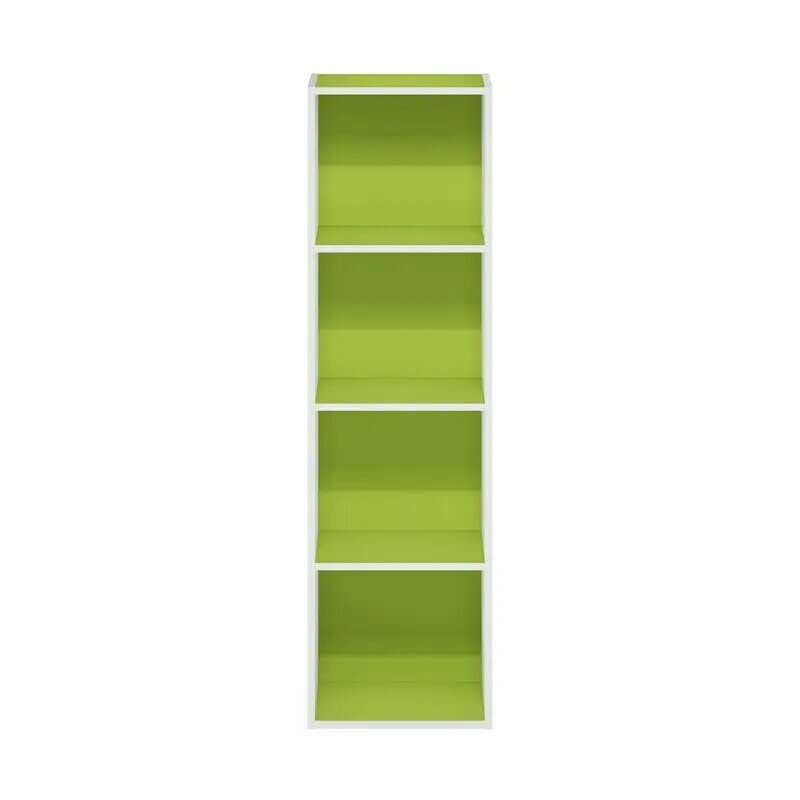 Furinno-Estantería de 4 niveles, estantería abierta, verde/blanco