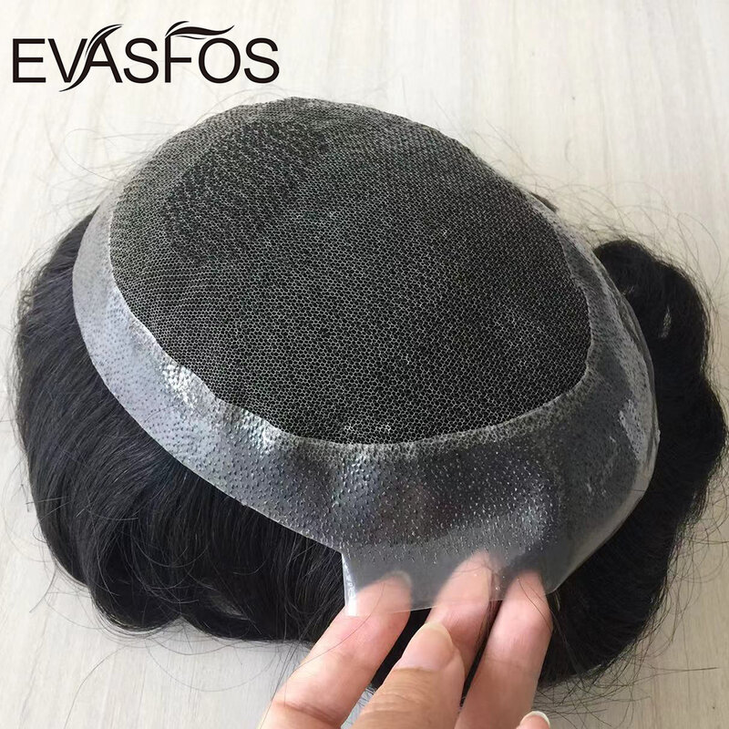 Breathable Australia Toupee Men Swiss Lace and PU Base Wig For Men European Hair Replacement System Unit For Men Hair Prosthesis