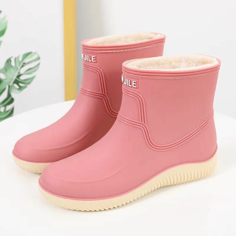 Женские осенне-зимние туфли с защитой от дождя, толстая нескользящая подошва, высокие плюшевые туфли с защитой от дождя, модная Рабочая обувь