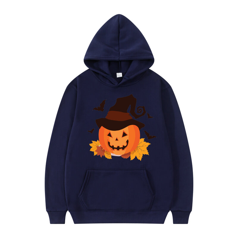 Sudadera con capucha de gran tamaño para hombre y mujer, camisa deportiva con patrón de calavera de calabaza de Halloween, Jersey informal de moda para otoño
