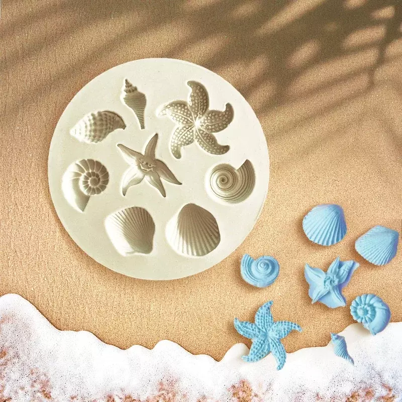 Alat Dekorasi kue DIY cetakan silikon permen kue Fondant bentuk kerang bintang laut Keong kreatif DIY cetakan coklat
