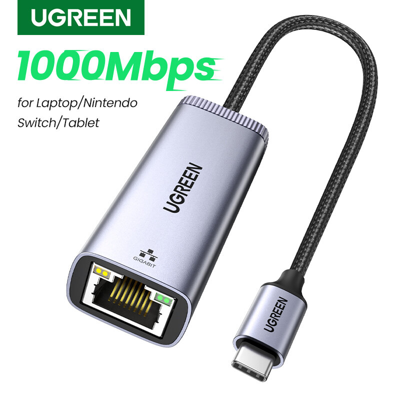UGREEN USB-C Adaptor Ethernet USB 3.0 1000Mbps USB RJ45 untuk PC Macbook Laptop Nintendo Switch Ponsel Pintar Kartu Jaringan Linux