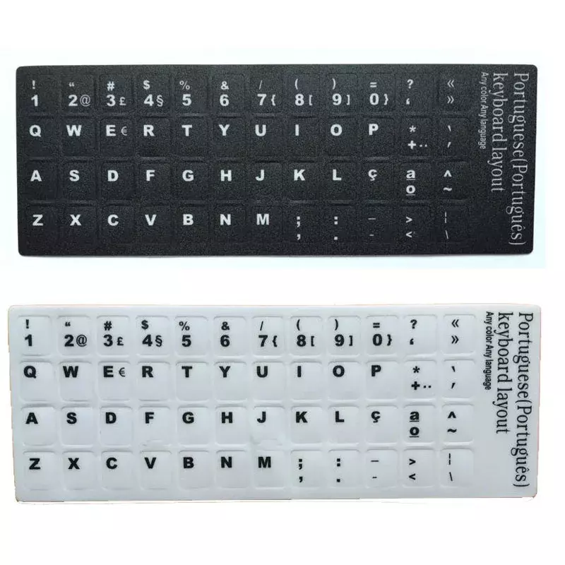 Banggood-pegatina para teclado de Portugal de 1 piezas, diseño duradero, letras del alfabeto en blanco o negro, para ordenador portátil de escritorio Universal