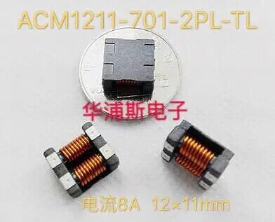 Filtro de interferencia electromagnética, 10 piezas, 100% original, ACM1211-701-2PL-TL01/corriente 8A 12x11mm, inductancia de modo común