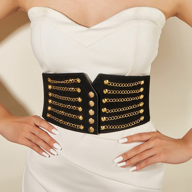 Personalità All-match Fashion Design temperamento tinta unita cintura regolabile cintura in vita femminile cintura corsetto Cummerbund