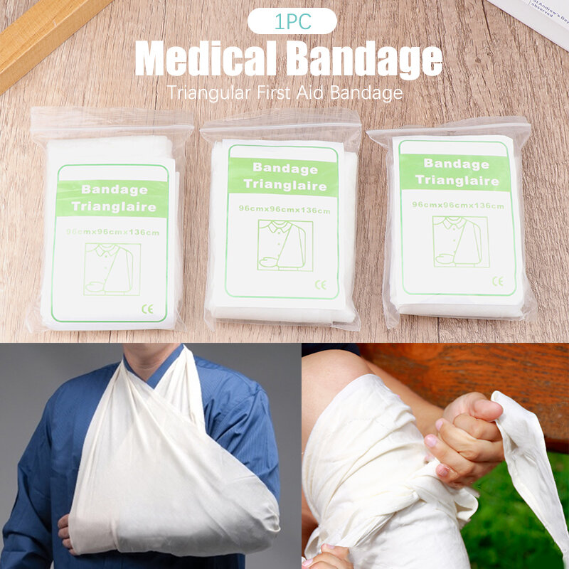 Bandagem triangular para primeiros socorros Fixação Triangular Médica de Fratura, Atadura de gaze de emergência 1 saco