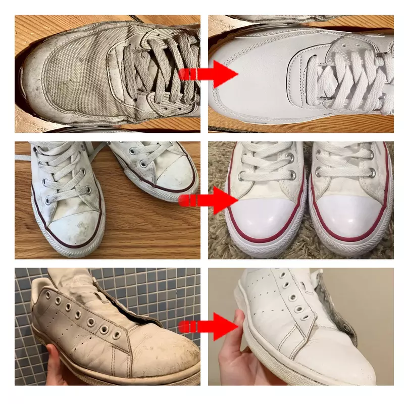 Sapatos brancos creme de limpeza com limpeza esponja sapato clareamento iluminando sapatos de lona esportes remover manchas sujeira livre-lavagem mais limpo