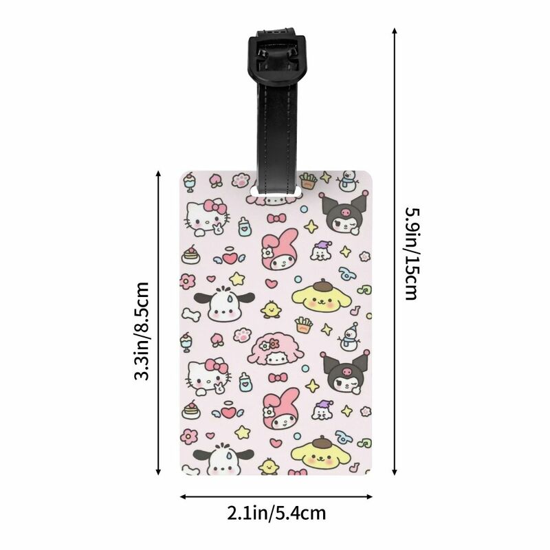 Kuromi Pochacco Pom Pom Purin Melody Luggage Tag With Name Card Cute Cartoon Privacy Cover ID Label for Travel Bag Suitcase