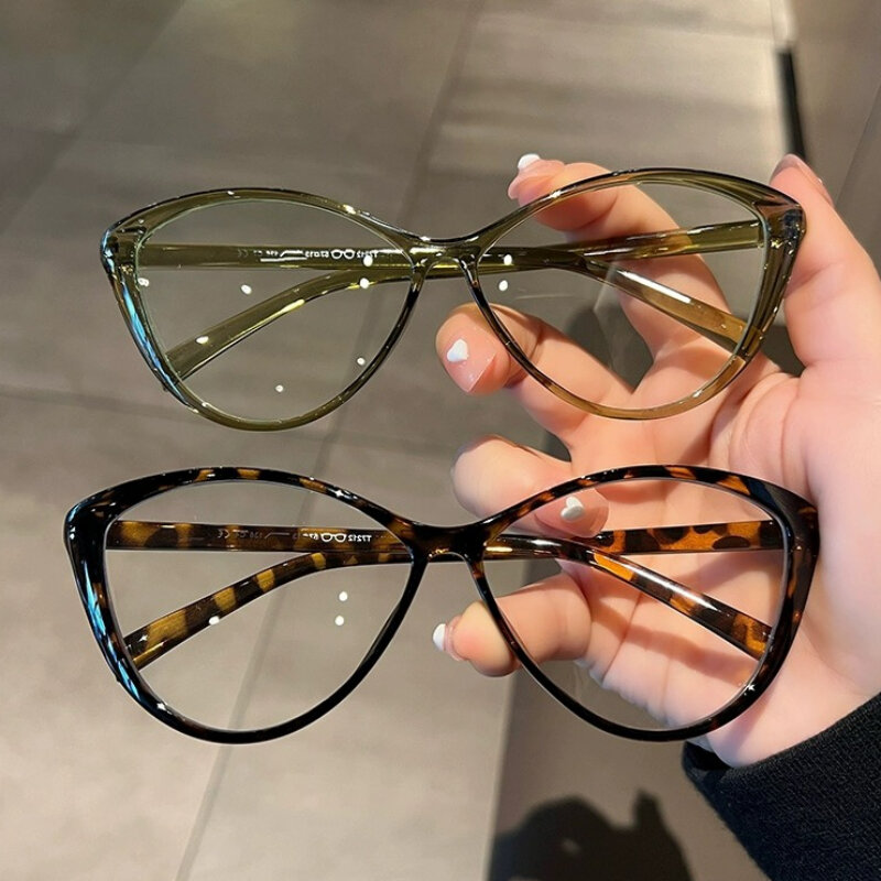 Óculos de olho de gato transparente para mulheres, óculos anti luz azul, óculos ópticos, designer de luxo, óculos femininos, novo