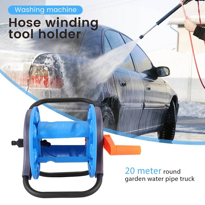 Portable 20M Household Garden Water Hose Reel Cart Pipe Storage Car Washer Pipehose Winding Tool Rack Holder