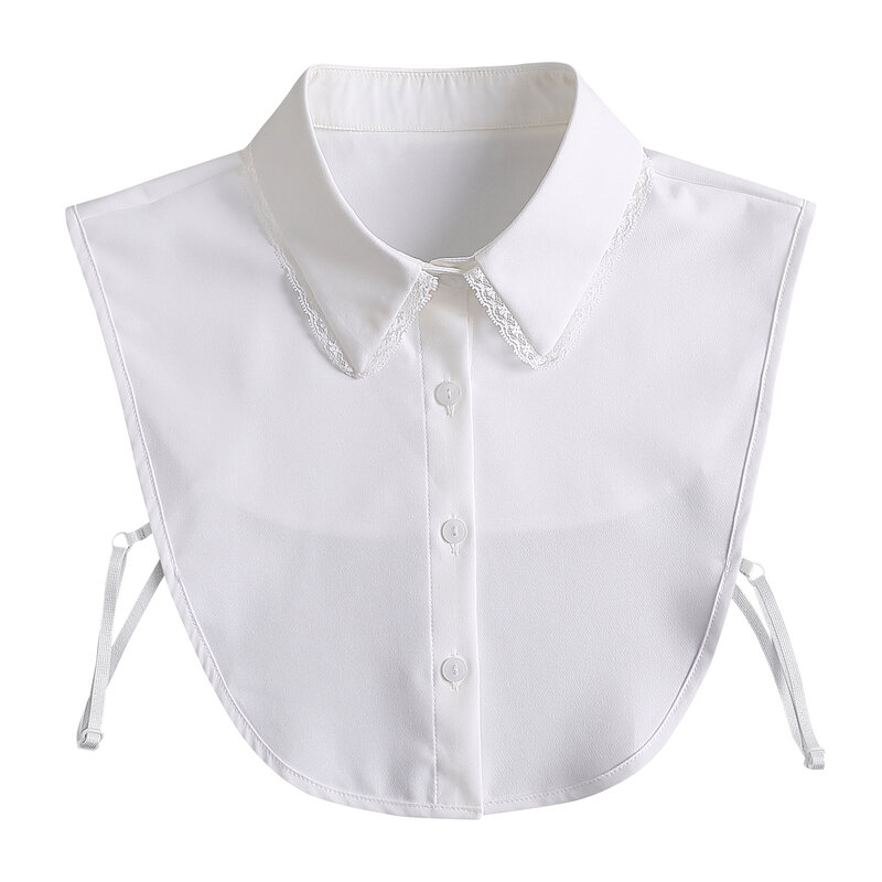 Cuello falso blanco de gasa para mujer, blusa, suéter, camisa desmontable con solapa, Tops, collares falsos, decoración de ropa
