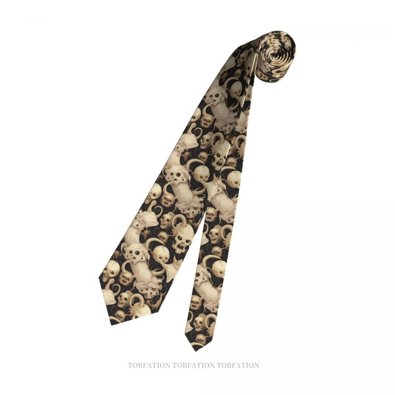 Czaszka z rogów klasyczny męski poliester z nadrukiem 8cm szerokość krawat na imprezę Cosplay akcesorium