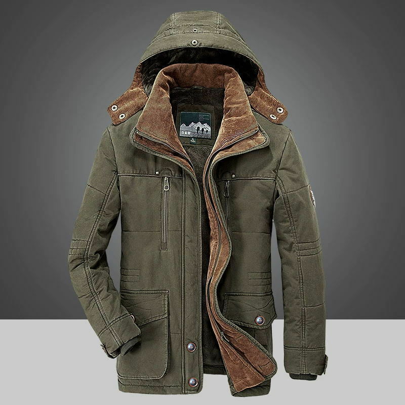 New Winter Men's Jacket Thicken Warm Windbreaker Hooded Zipper Medium Length Coats Outdoors Male Parka Minus 40 Degrees M-7XL