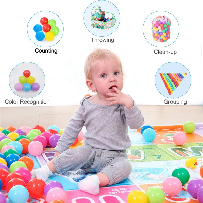 Bolas de plástico de colores para bebés, 50 piezas, juegos para niños, tienda de juegos para bebés, piscina de agua, bolas de olas oceánicas, juguetes para niños y niñas