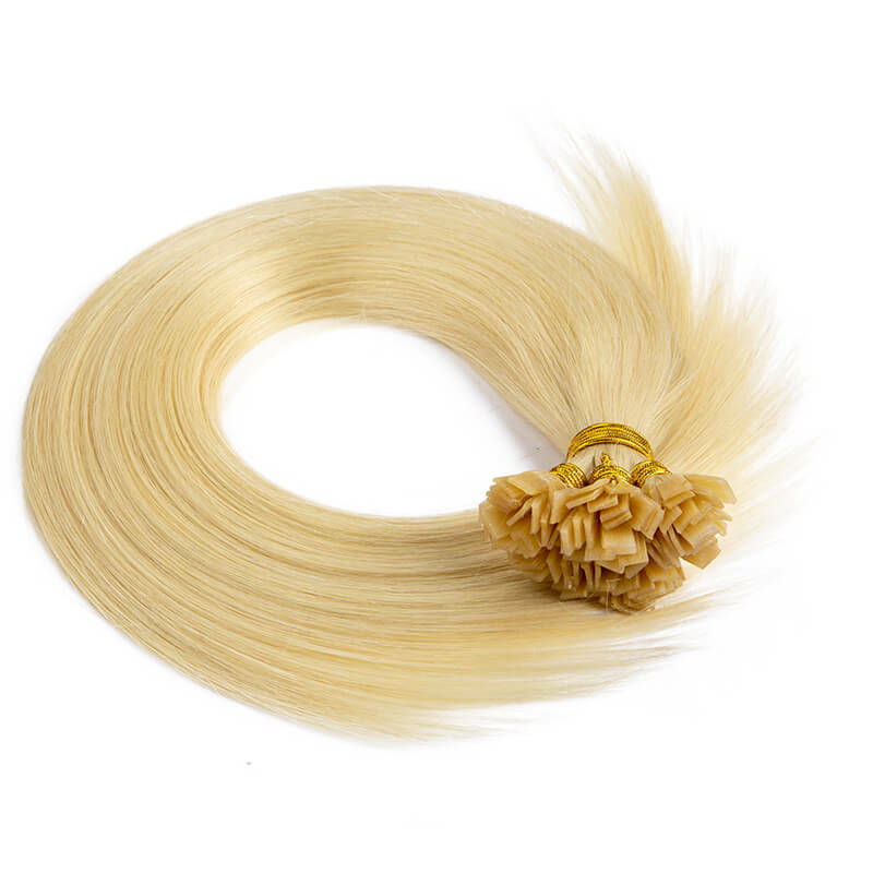 Flache Spitze Haar Echthaar verlängerungen blonde Farbe Keratina Fusion Echthaar 12-24 Zoll gerade natürliche Haar verlängerung 50 teile/satz