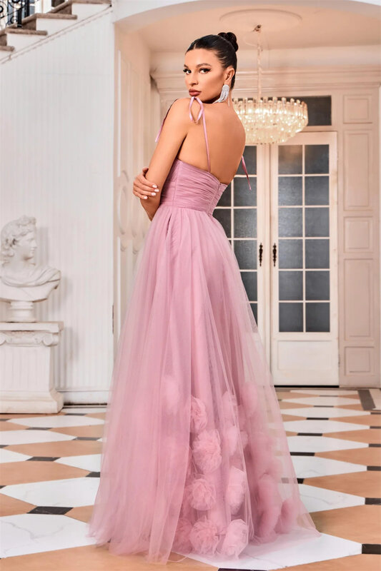 Annie Pink-Robes de Rhen tulle faites à la main pour femmes, robes de soirée de luxe pour occasions spéciales, robe de soirée de mariage formelle