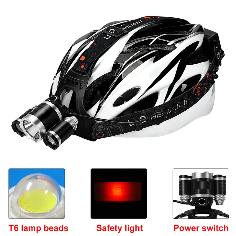 Lampu Depan LED Dapat Diisi Ulang Lumen Tinggi Lampu Depan Senter Tahan Air 4 Mode Pencahayaan Penggunaan Memancing Berkemah Malam Bersepeda