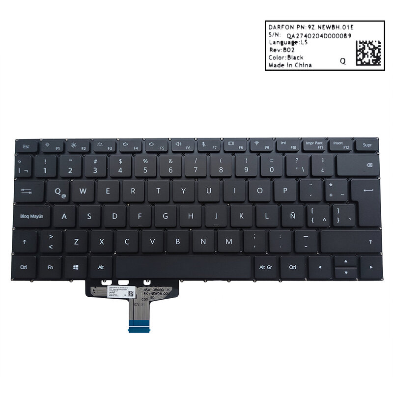 اللاتينية الإسبانية لوحة المفاتيح الخلفية كيكابس لهواوي MateBook 13 HN-W19R W19L WRT-W09 W19 W29 WRTB-WFE9L W60 9Z.NEWBN.00Q