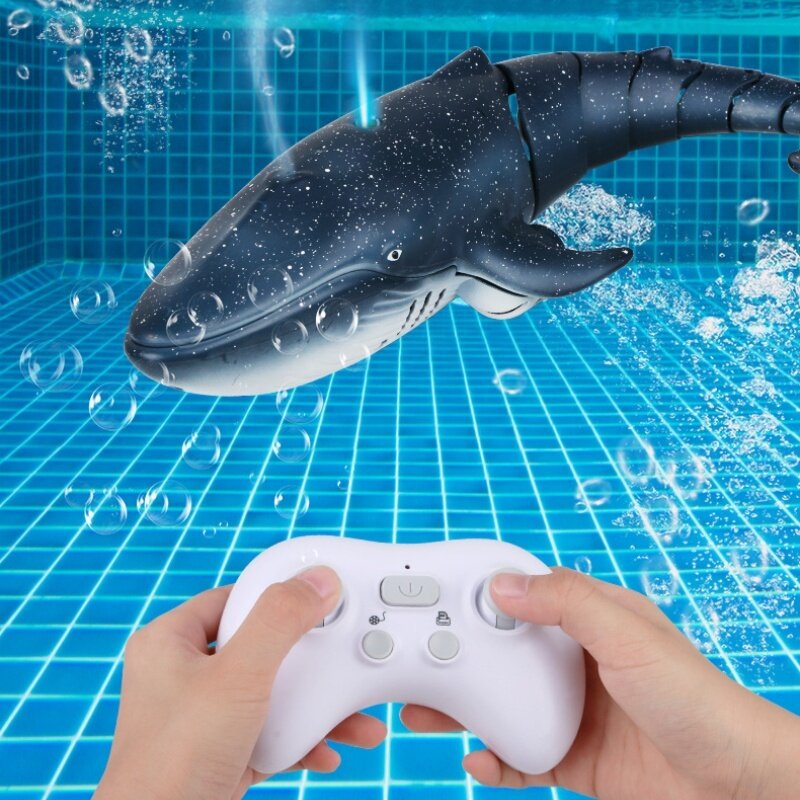 ของเล่นสำหรับเด็กแบบชาร์จไฟได้2.4กรัมฉลามวาฬไฟฟ้าจำลองแบบวาฬจำลอง