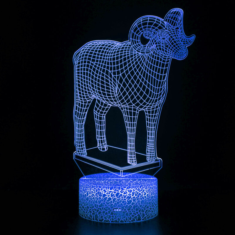 Lâmpada LED 3D Sheep Illusion, Night Light, 7 Color Changing, Quarto, Decoração de Cabeceira, Presente para Crianças, Eid Al Adha, Amigos