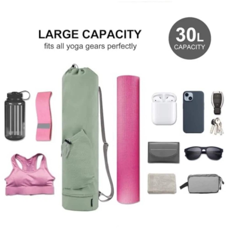 Waterproof Exercise Yoga Mat Bag Full-Zip Canvas Large Capacity Fitness Bag Multifunction Storage Bag Carrier Knapsack