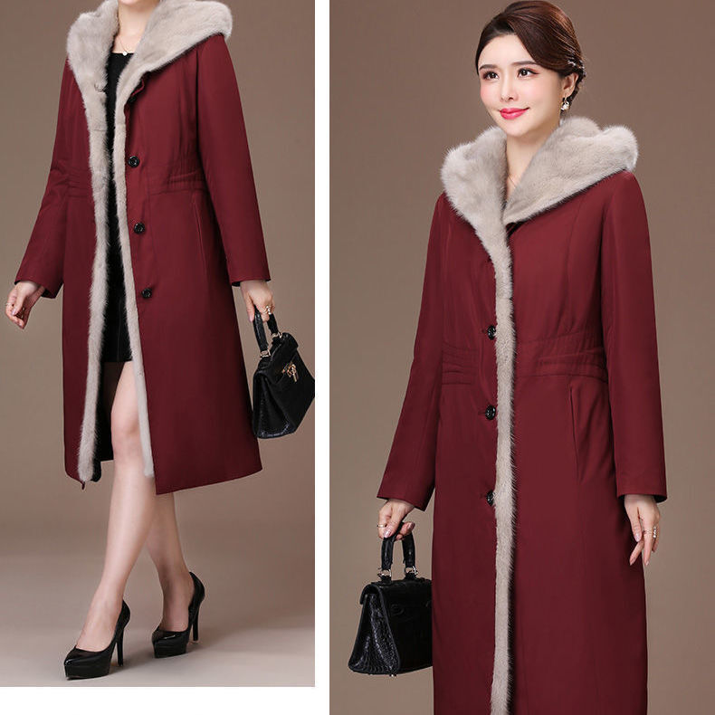 Mantel Panjang Wanita Parka Bulu Salju Baru Musim Gugur Musim Dingin Jaket Bulu Cerpelai Palsu Longgar Korea Jaket Bulu Palsu Mantel Bertudung Hangat