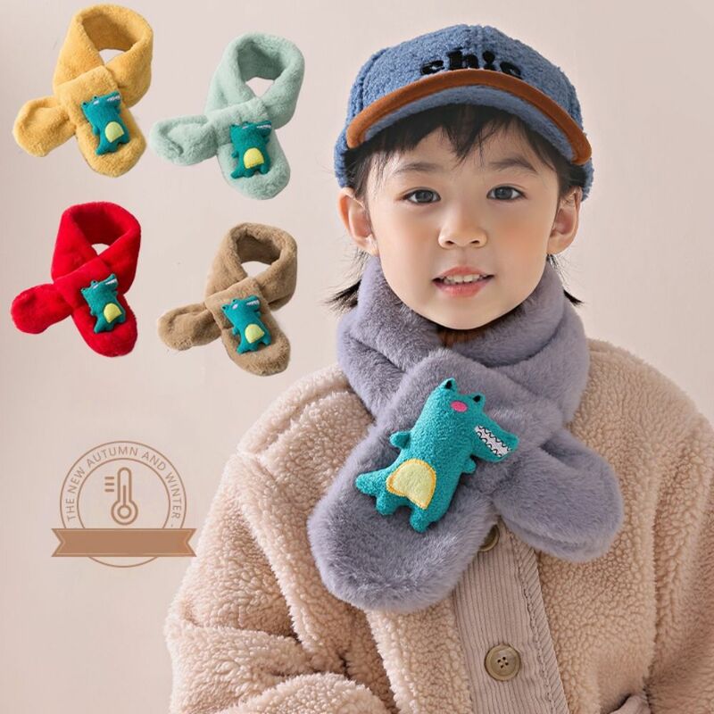 Plush Cartoon Faux Fur Scarf Cute Winter Warm Windproof Cold-Proof Collar Thicken Scarves Wraps Baby Boys Girls