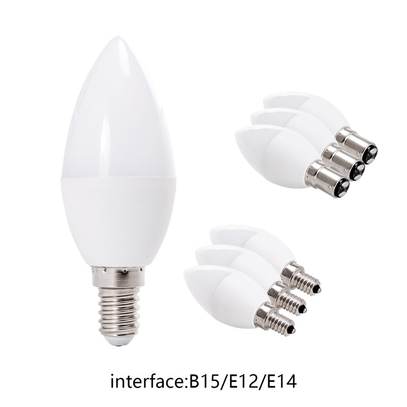 Lámpara de araña LED con forma de vela, Bombilla regulable de Aluminio revestido de plástico, reemplazo de lámparas halógenas de decoración de 45W, 5W, E14, E12, B15, 240V, 220V