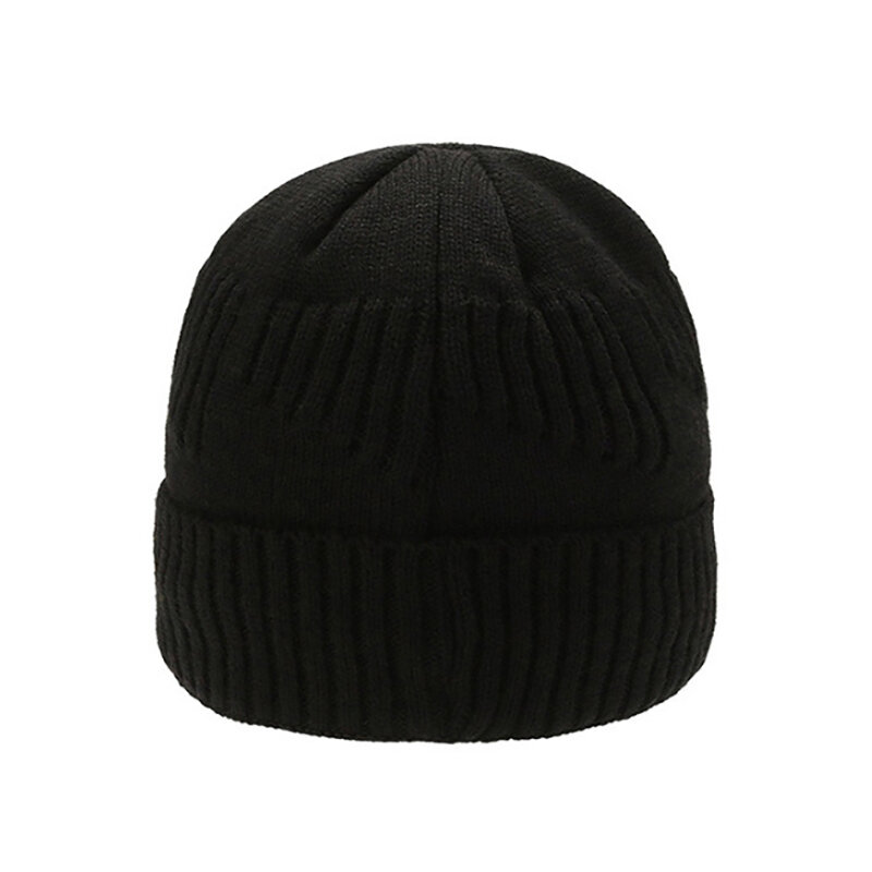 Unisex Warm Winter Hat Stylish Add Velvet Lined Soft Beanie Cap With Brim Thick Knitted Hats For Men Women