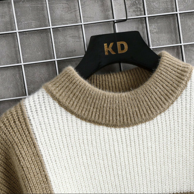Suéteres de punto de alta calidad para hombre, jersey de cuello redondo a cuadros, ropa de marca, suéteres ajustados, otoño e invierno, 4XL-M