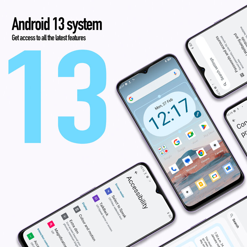 WIKO-T20 Android 13 Smartphone, 4GB, 128GB de bateria, 5000mAh, 6,56 "HD + Screen, Processador Octa Core, 4G Dual SIM, Celular