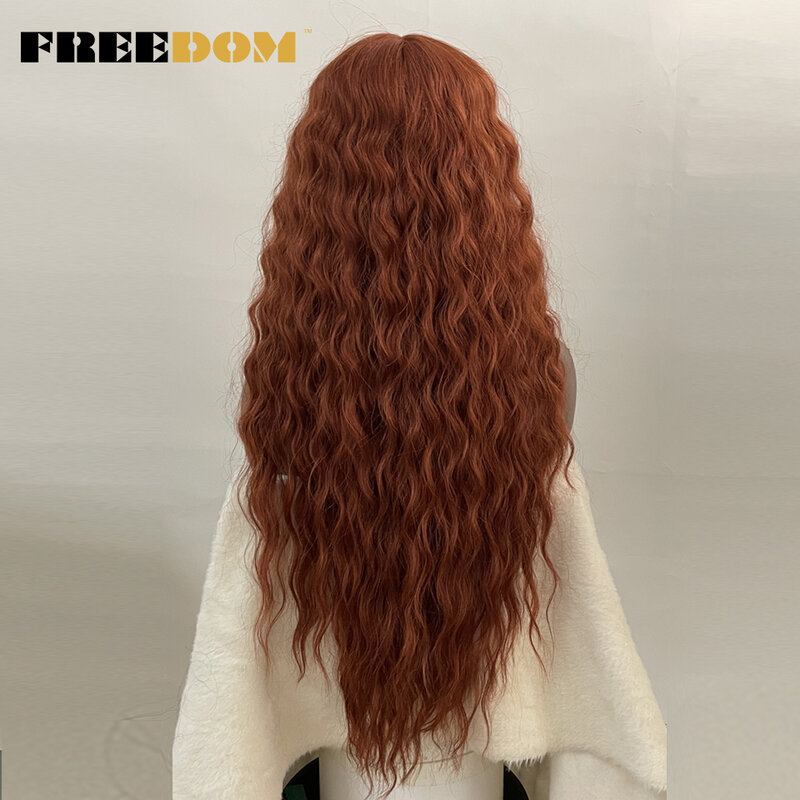 FREEDOM-Peluca de encaje sintético para mujeres negras, cabellera larga y ondulada profunda, color rubio degradado, resistente al calor, para Cosplay
