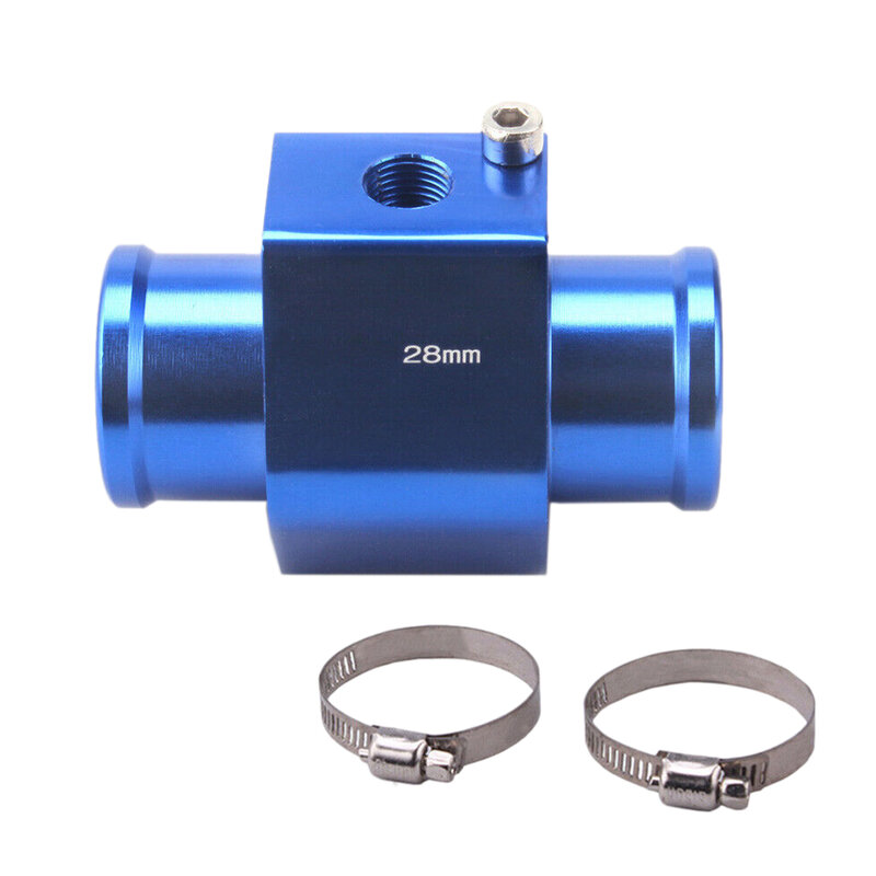 Blau 28mm Universal Auto Wasser temperatur Temperatur Verbindungs rohr Sensor Manometer Kühlers ch lauch adapter mit Klemmen