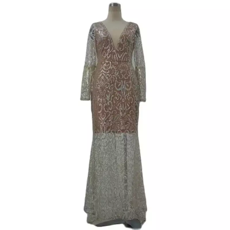 MUXI-Fishtail-jurk voor dames, elegante en sexy uitgeholde jurk, V-hals, hoge taille, slanke montage, feestjurk, lente