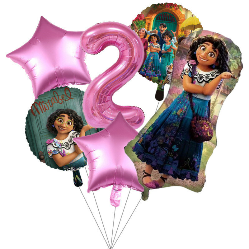 Globos de Encanto de Disney para niñas, decoración de fiesta de cumpleaños, número de dibujos animados, Mirabel, juguetes para niños, 32 pulgadas, 6 unidades