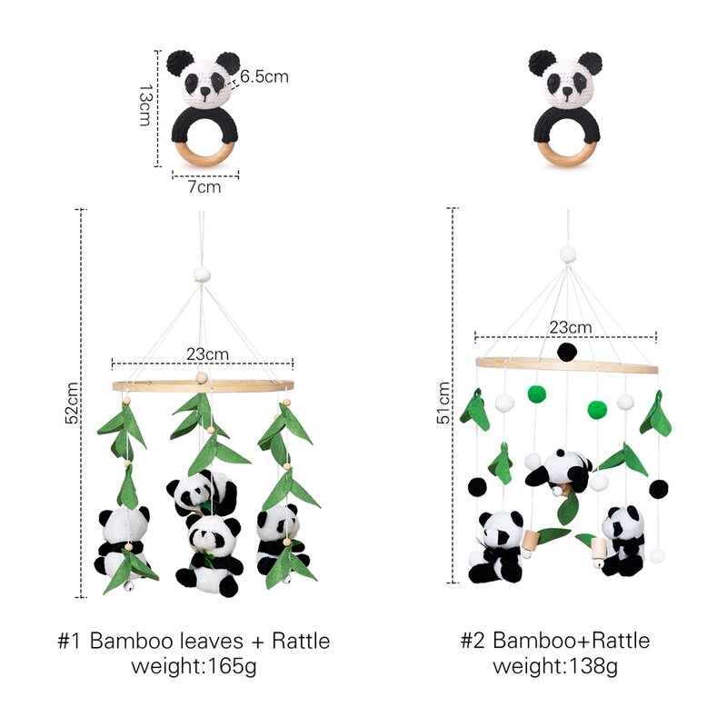 Baby Bed Rammelaar Cartoon Pluche Panda Speelgoed Pasgeboren Wieg Bed Bel Gehaakte Panda Rammelt Kinderkamer Wieg Decoratie Pasgeboren Speelgoed