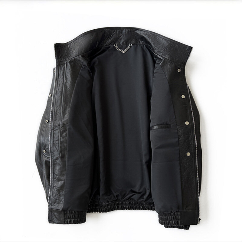 2023 Women New Vintage Oil Wax Feeling Real Cow Leather Coat Genuine Cowhide Pilot Jacket E31